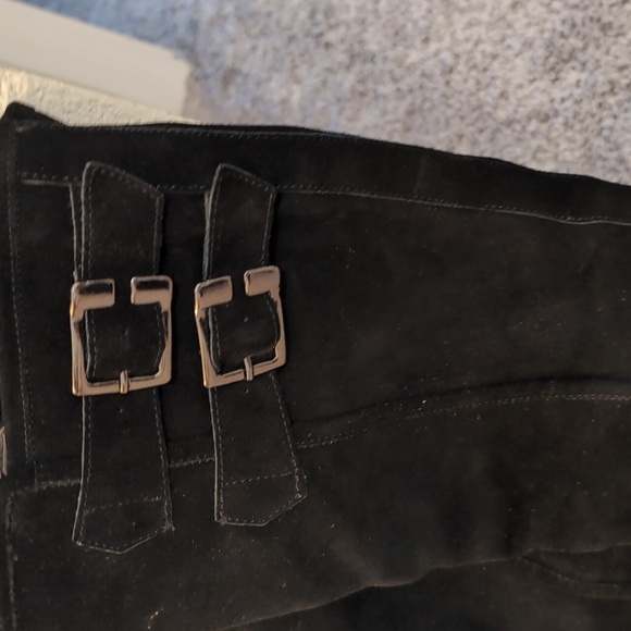 Naughty Monkey Black Suede Heeled Boots with Buckles - Picture 5 of 8